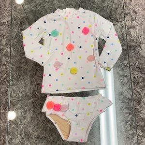 Rash guard top with matching bikini bottoms